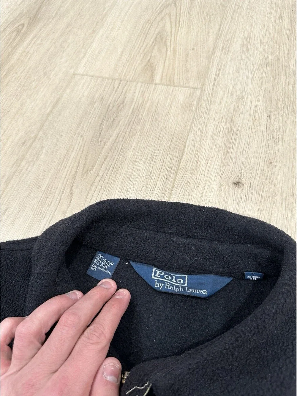 VINTAGE Polo Ralph Lauren Jacket Mens 2XL Black Polartec Full Zip Fleece